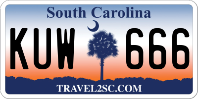 SC license plate KUW666