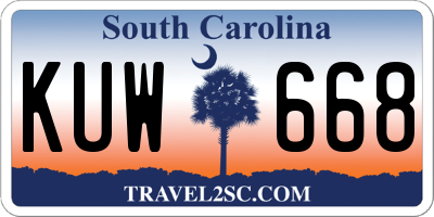 SC license plate KUW668