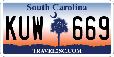 SC license plate KUW669
