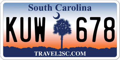 SC license plate KUW678