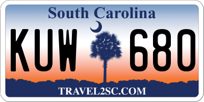 SC license plate KUW680