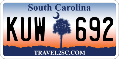 SC license plate KUW692