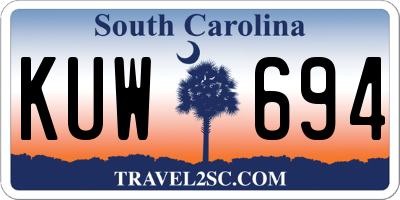 SC license plate KUW694