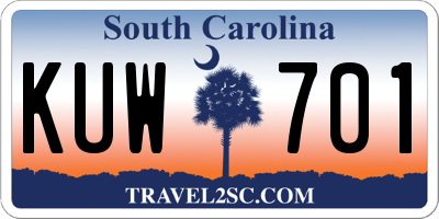 SC license plate KUW701
