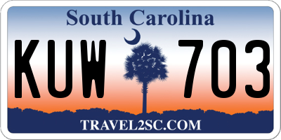 SC license plate KUW703