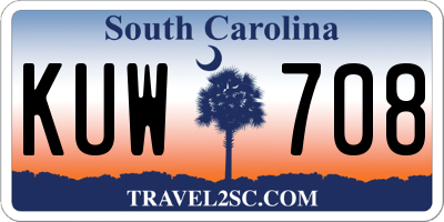 SC license plate KUW708