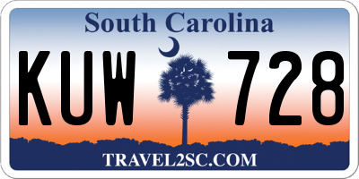 SC license plate KUW728