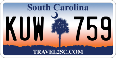 SC license plate KUW759