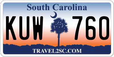 SC license plate KUW760