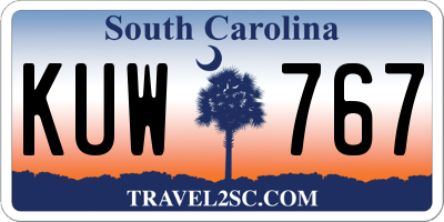 SC license plate KUW767