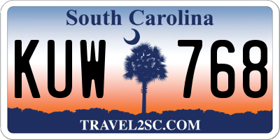 SC license plate KUW768