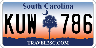 SC license plate KUW786
