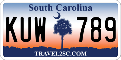 SC license plate KUW789