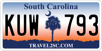 SC license plate KUW793