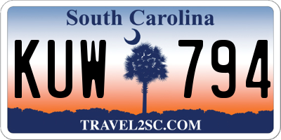 SC license plate KUW794