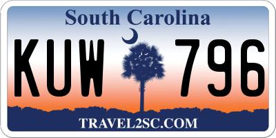 SC license plate KUW796