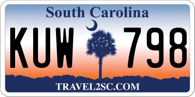 SC license plate KUW798