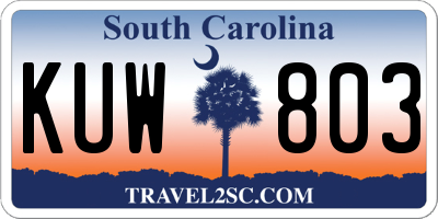 SC license plate KUW803