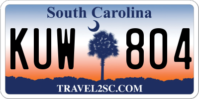 SC license plate KUW804