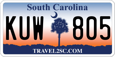SC license plate KUW805
