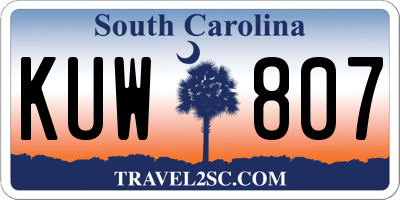 SC license plate KUW807