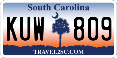 SC license plate KUW809
