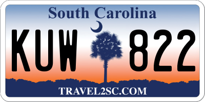 SC license plate KUW822