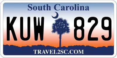 SC license plate KUW829