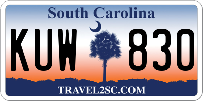 SC license plate KUW830