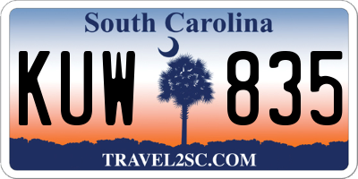 SC license plate KUW835