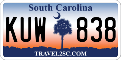 SC license plate KUW838