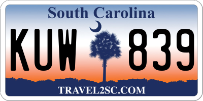 SC license plate KUW839