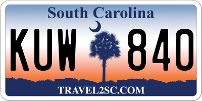 SC license plate KUW840