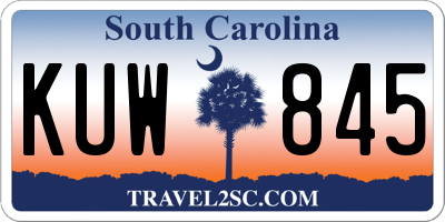 SC license plate KUW845