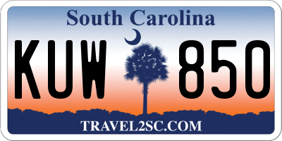 SC license plate KUW850