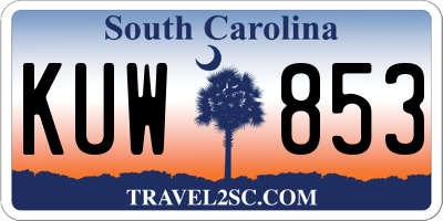 SC license plate KUW853