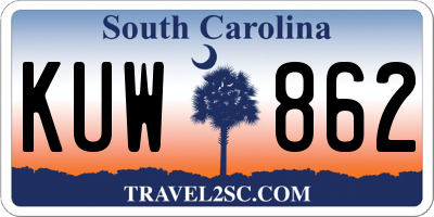 SC license plate KUW862