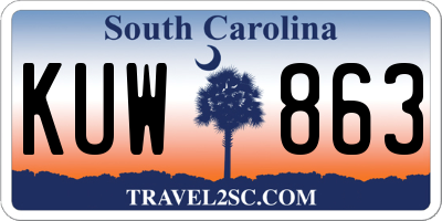 SC license plate KUW863