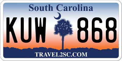 SC license plate KUW868