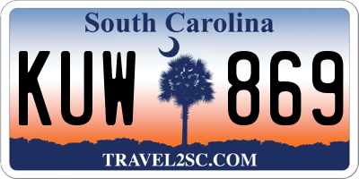 SC license plate KUW869