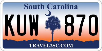 SC license plate KUW870