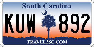 SC license plate KUW892