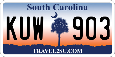 SC license plate KUW903