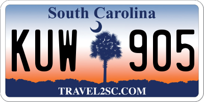 SC license plate KUW905
