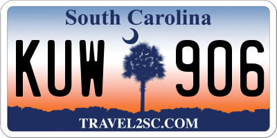 SC license plate KUW906