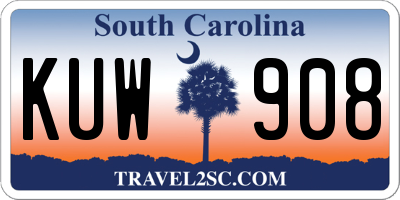 SC license plate KUW908