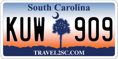 SC license plate KUW909