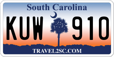 SC license plate KUW910