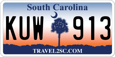 SC license plate KUW913
