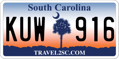 SC license plate KUW916